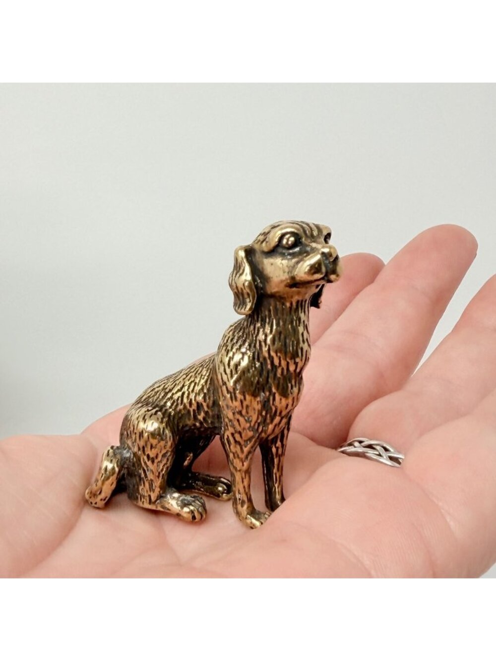 Brass Dog Spirit Animal Figurine Loyalty Protection Talisman Altar Gold 2in
